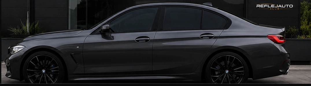 El mismo BMW Serie 3 con polarizado al 35 %: la tonalidad más clara, con el interior visible a contraluz.